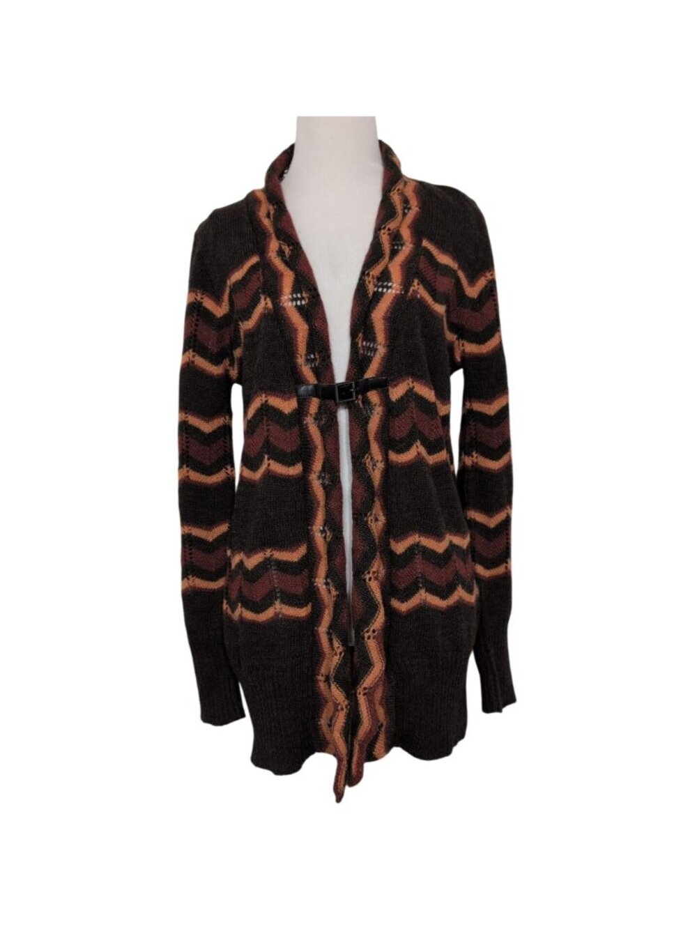 Lineamaglia Chevron Cardigan Womens Size Large Buckle Wool Alpaca Blend Sweater